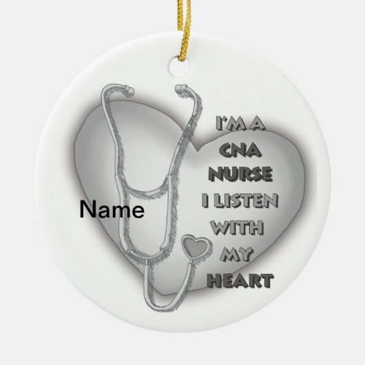 Gray Heart CNA Zurse Keramisch Ornament (Voorkant)
