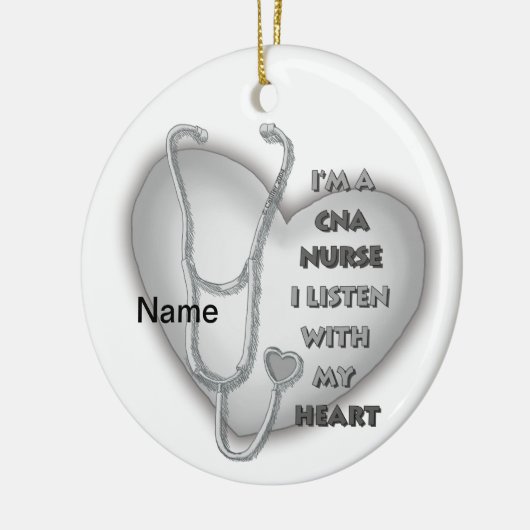 Gray Heart CNA Zurse Keramisch Ornament (Links)