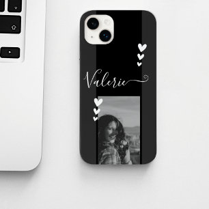 Gray Heart Decor Photo Template Calligraphy Custom Case-Mate iPhone 14 Hoesje