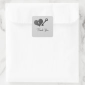 Gray Heart Lock en Key Dank u Stickers (Tas)