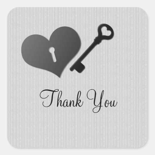 Gray Heart Lock en Key Dank u Stickers (Voorkant)