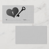 Gray Heart Lock en Key Place Card Plaatskaartje (Voorkant / Achterkant)