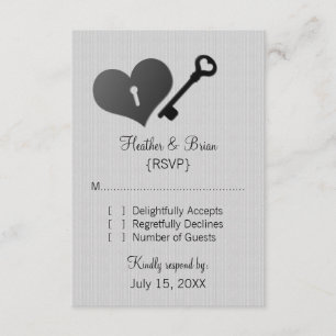 Gray Heart Lock en Key Response Kaart