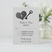 Gray Heart Lock en Key Response Kaart (Staand voorkant)