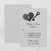 Gray Heart Lock en Key Response Kaart (Voorkant / Achterkant)