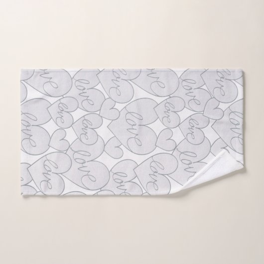 Gray Heart Love Wedding Elegant Handdoek (Handdoek)