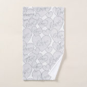 Gray Heart Love Wedding Elegant Handdoek (Handdoek)