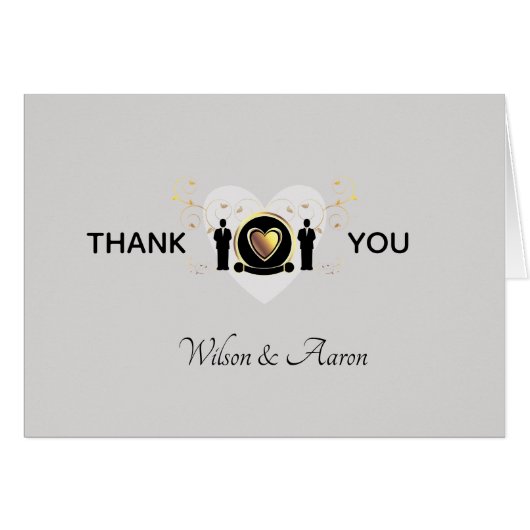 Gray Heart Male Wedding | Hartelijk dank (Voorkant Horizontaal)