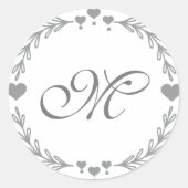 Gray Heart Monogram Stickers (Voorkant)