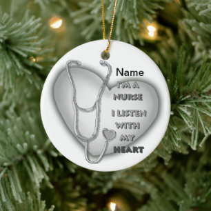 Gray Heart Nurse Keramisch Ornament