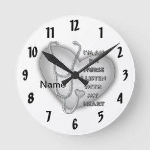 Gray Heart RN Geregistreerd zuster Ronde Klok