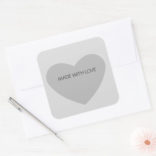 Gray Heart Vierkante Sticker (Envelop)