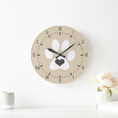 Gray Heart White Paw Print Roman Nummernamen Grote Klok (Huis)