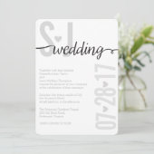 Gray Hearts & Chevron Bold Letters Wedding Invite Kaart (Staand voorkant)