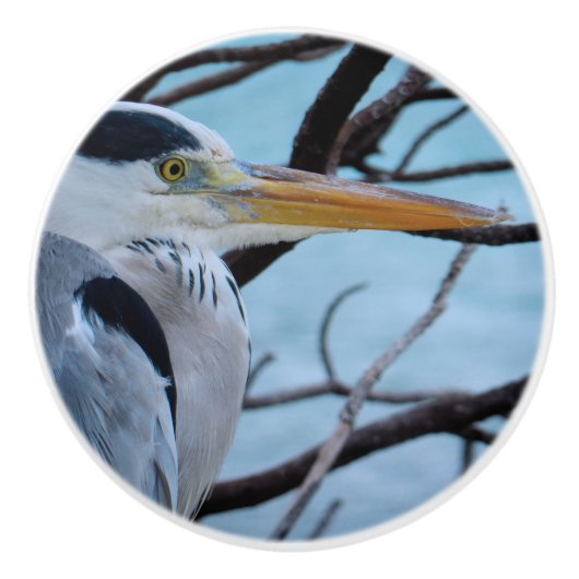 Gray Heron Keramische Knop (Voorkant)