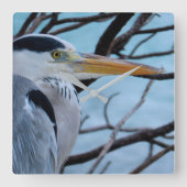 Gray Heron Vierkante Klok (Voorkant)