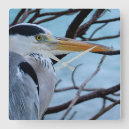 Gray Heron Vierkante Klok