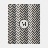 Gray Herringbone Alternative Stripes Monogram Fleece Deken (Voorkant)