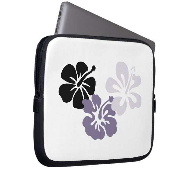 Gray Hibiscus Electronics Bag Laptop Sleeve (Voorkant Rechts)