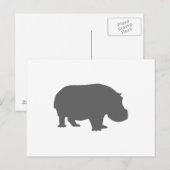 Gray Hippo Silhouette Briefkaart (Voorkant / Achterkant)