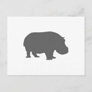 Gray Hippo Silhouette Briefkaart