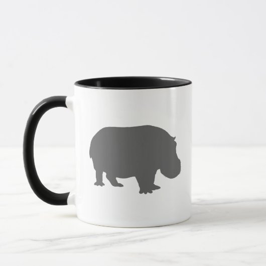 Gray Hippo Silhouette Mok (Links)
