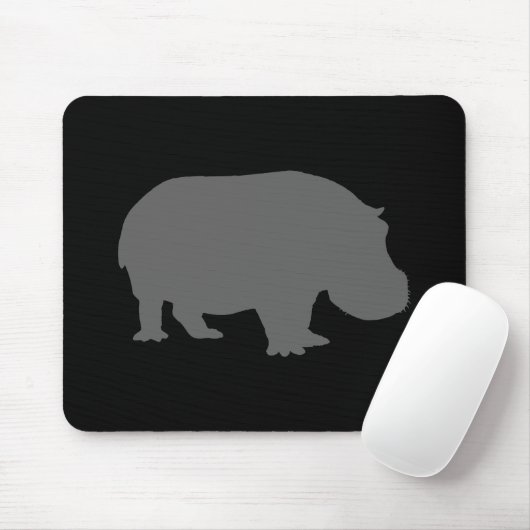Gray Hippo Silhouette Muismat (Met muis)