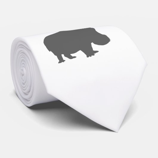 Gray Hippo Silhouette Stropdas (Opgerold)