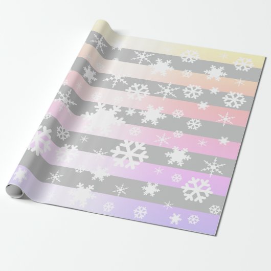 Gray Holographic kerstsnowflake Patroon Cadeaupapier (Uitgerold)