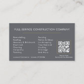 Gray Home Repairs Contractor QR Code Visitekaartje (Achterkant)