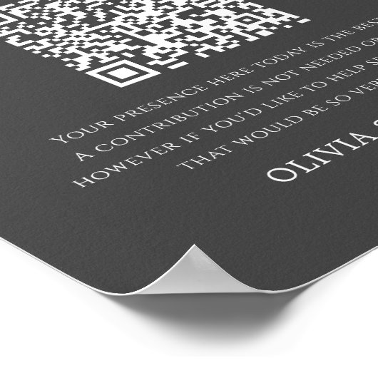 Gray Honeymoon Fund QR Code Wedding Sign Poster (Hoek)