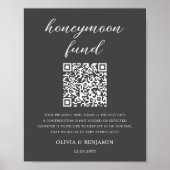 Gray Honeymoon Fund QR Code Wedding Sign Poster (Voorkant)