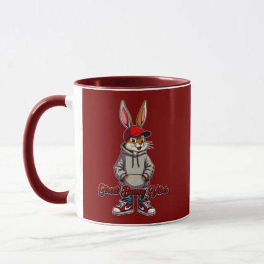 Gray Hoodie Street Bunny – Easter - caneca Mok (Links)