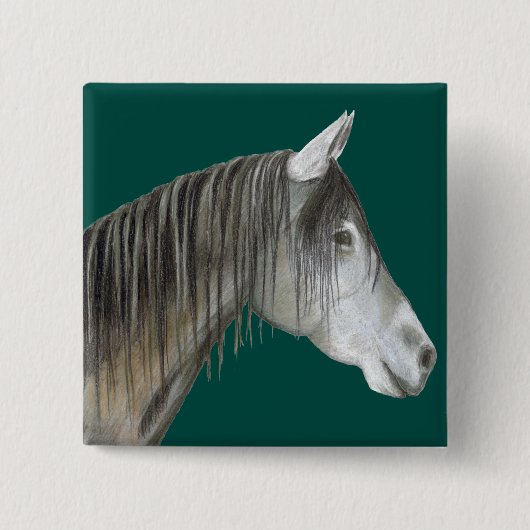 Gray Horse Vierkante Button 5,1 Cm (Voorkant)