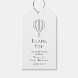 Gray Hot Air Ballon Baby shower Hartelijk dank Cadeaulabel