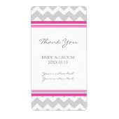 Gray Hot Pink Chevron Wedding Labels (Voorkant)