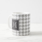 Gray Houndstooth Monogram Koffiemok (Voorkant links)