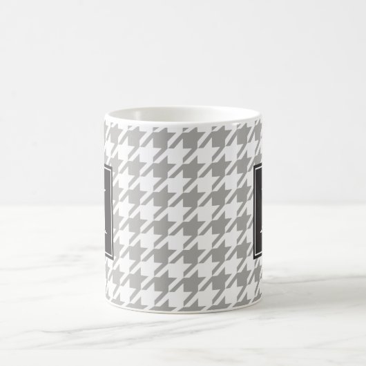 Gray Houndstooth Monogram Koffiemok (Center)