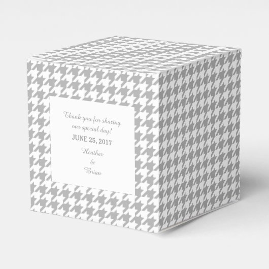 Gray Houndstooth Wedding Favor Box Bedankdoosjes (Voorkant Zijde)