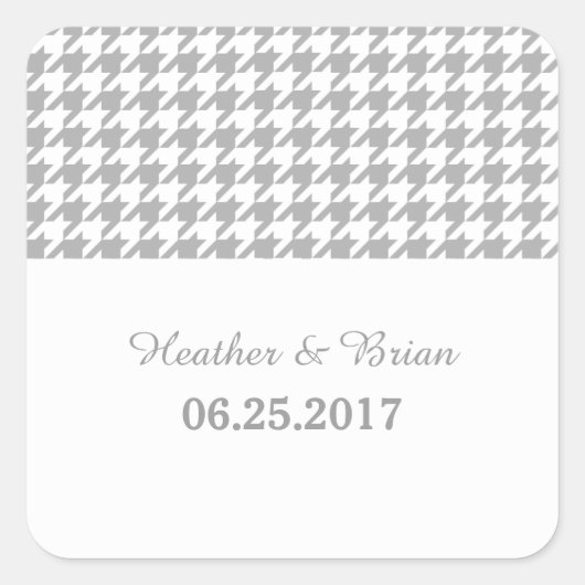 Gray Houndstooth Wedding Stickers (Voorkant)