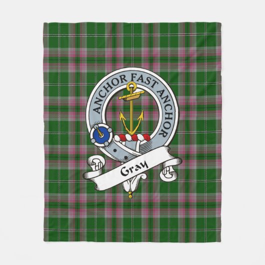 Gray Hunting Clan Badge Tartan Pset Fleece Deken (Voorkant)