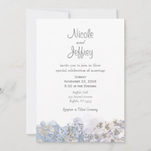 Gray Ice Winter Elegant Wedding Invitation Kaart