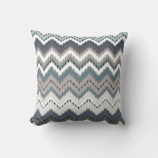 Gray Ikat Chevron Kussen (Voorkant)
