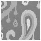 Gray Ikat Paisley Large Scale Stof (Close Up)