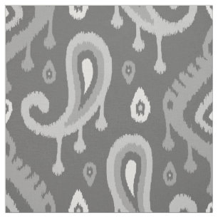 Gray Ikat Paisley Large Scale Stof