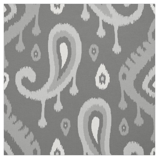 Gray Ikat Paisley Large Scale Stof (Swatch)
