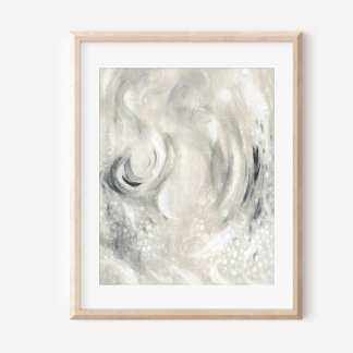 Gray Ivory Contemporary Abstract Art Poster