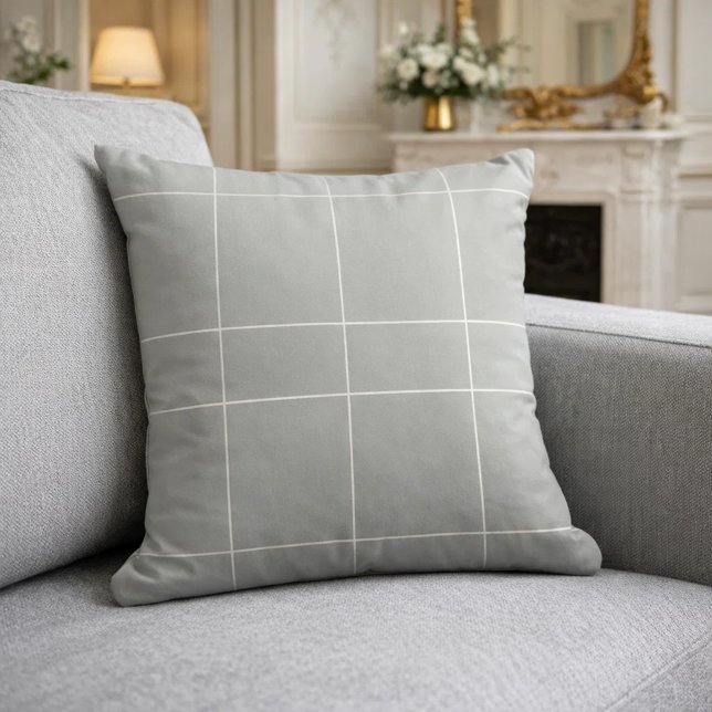 Gray Ivory Neutrals Checked Modern Kussen (Creator heeft geüpload)