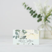 GRAY IVORY WHITE AQUA FLORAL WEDDING DANK U VISITEKAARTJE (Staand voorkant)
