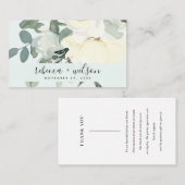 GRAY IVORY WHITE AQUA FLORAL WEDDING DANK U VISITEKAARTJE (Voorkant / Achterkant)